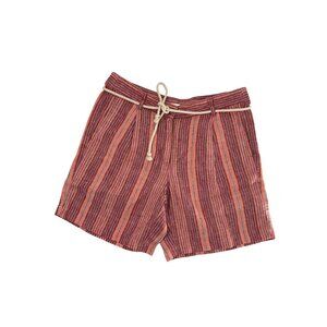 J. Jill Womens Striped Linen Shorts Size Rope Tie Belt coastal resort wear